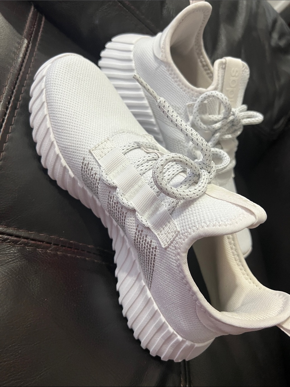adidas White Knit Low-Top Sneakers